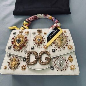 Dolce & Gabbana White Bag with Gold and Silver Embellishments
